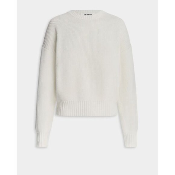 Venroy Cotton Knit Sweater in White - Picture 1 of 7